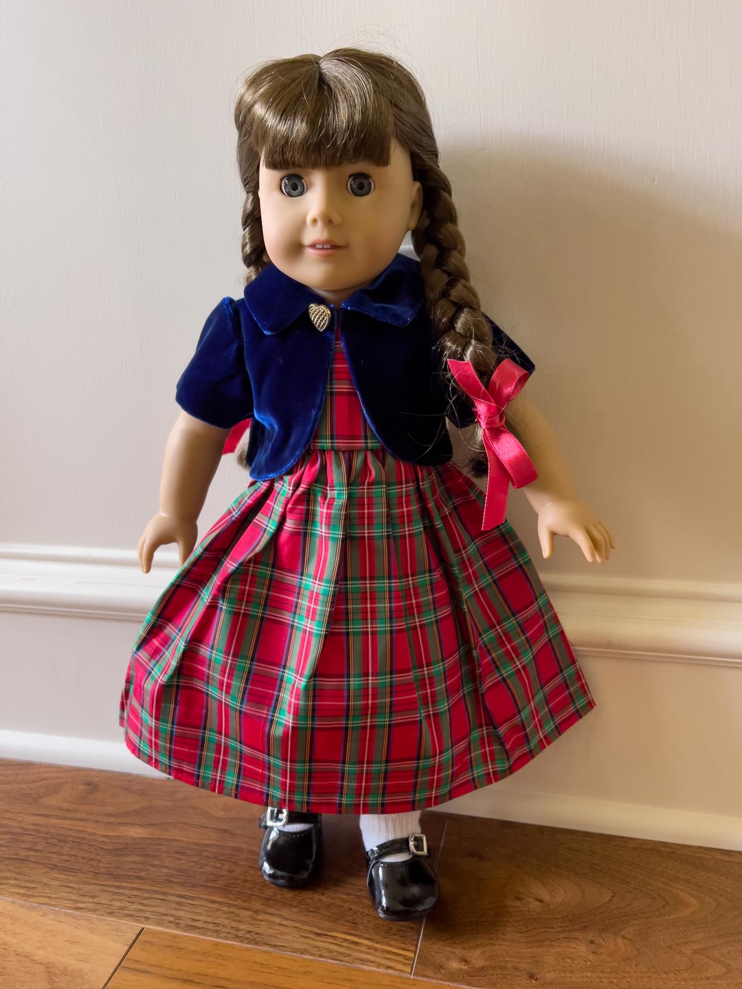 Christmas doll dress, holiday doll dress