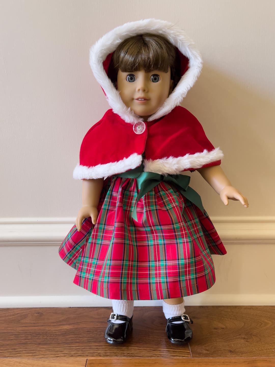 Christmas doll dress, holiday doll dress